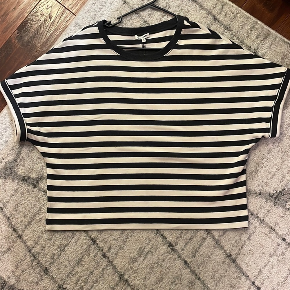 Oversized black white striped top